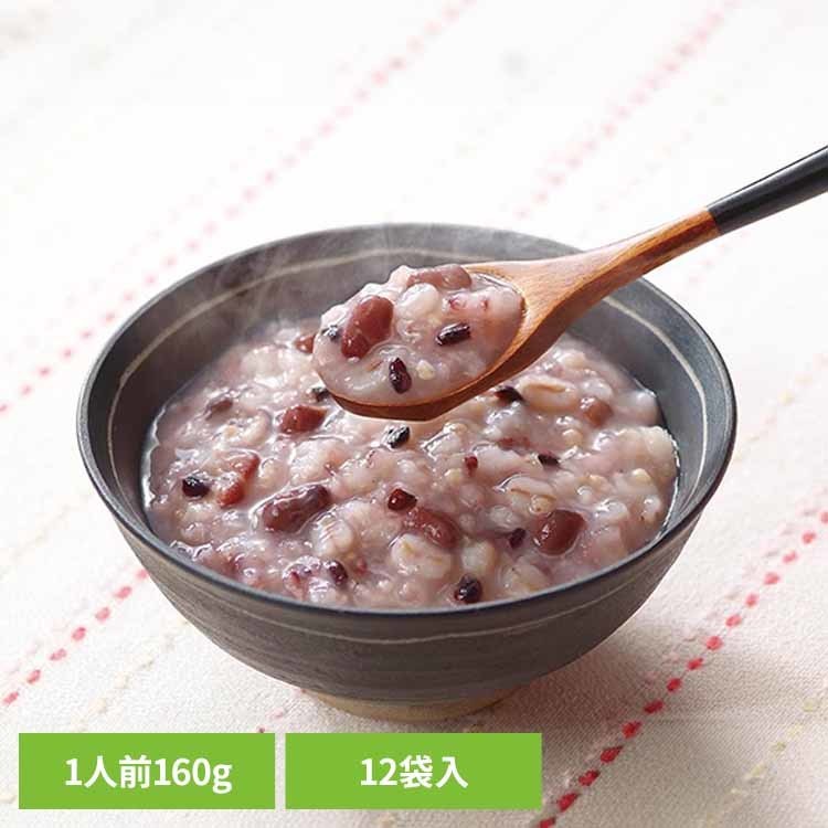 特別栽培米（あいがも農法）に小豆と五種の雑穀を合わせた原料と素材のうまみを活かした素朴なお粥です。食塩無添加。お好みで塩を足してお召し上がり下さい。あいがも農法とは、栽培期間中は農薬・化学肥料を一切使用せず、あいがもを水田に放し飼いにすることで雑草や虫を食べて、稲の成長を助ける農法です。※リニューアルに伴い、パッケージ・内容等予告なく変更する場合がございます。予めご了承ください。※こちらの商品はお取り寄せ商品のため、初期不良以外の返品・交換は承れませんので、あらかじめご了承ください。●内容量160g×12●原材料うるち米（宮城県産）、小豆、押麦、黒米、きび、あわ、もち米●成分（分析単位：1食160gあたり）熱量68kcal、たんぱく質1.4g、脂質0g、炭水化物15.5g、食塩相当量0g商品区分：一般食品原産国：日本（検索用：麻布タカノ レトルト 粥 麻布 タカノ 五穀 小豆 セット ）最強翌日配送対象商品に関するご案内 最強翌日配送対象商品・対象地域に該当する場合は最強翌日配送マークがご注文カゴ近くに表示されます。 最強翌日配送可能なお支払方法は【クレジットカード、代金引換、全額ポイント支払い】のみとなります。 下記の場合は最強翌日配送対象外となります。 ・15点以上ご購入いただいた場合 ・時間指定がある場合 ・ご注文時備考欄にご記入がある場合 ・決済処理にお時間を頂戴する場合 ・郵便番号や住所に誤りがある場合 ・最強翌日配送対象外の商品とご一緒にご注文いただいた場合 ・お届け先住所文字数が40文字以上の場合