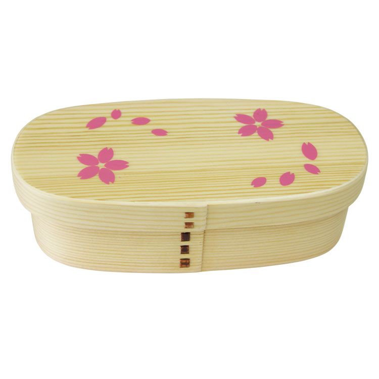 木製 一段 スリム 桜カラ- バンド付き 曲げわっぱ 弁当箱 ナチュラル BDH188R弁当箱 曲げわっば ナチュラル 木目 木製 漆器 運動会 一段 二段 バンド 中茂国際 [2603SE]