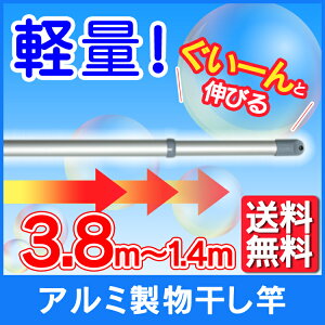 ものほし竿 洗濯干し 物干し竿 アルミ N-AL-380 おしゃれ 物干し さびにくい 物干し竿 布団 洗濯用品 屋外 洗濯用品 洗濯 屋外 おしゃれ 洗濯物干し 伸縮 布団干し ふとん ベランダ アイリスオーヤマ【あす楽】