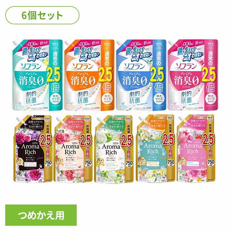[最大400円OFFクーポン] 【6個セット】ソフランプレミアム消臭 ソフランアロマリッチ 詰替え 特大サイ..