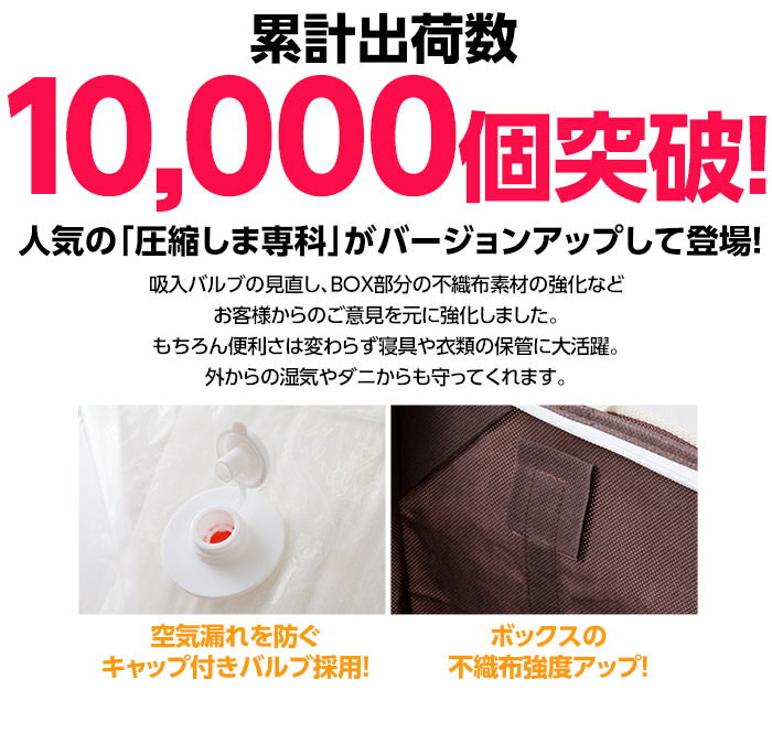 【圧縮袋 押入れ収納】【B】衣類も布団もラクラク圧縮ボックス（収納ケース＆圧縮袋合体タイプ）ブラウン/アイボリー　組布団用《幅100×奥行70×高さ30cm》　圧縮BOX　【DC】 おしゃれ 送料無料