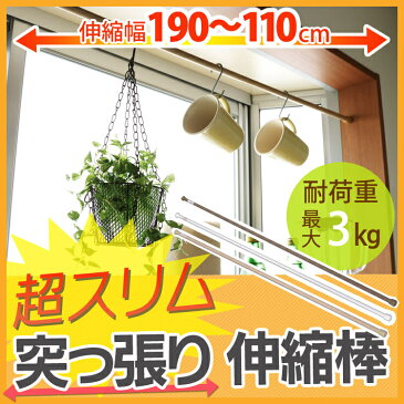 突っ張り棒 つっぱり棒 伸縮棒超スリム RSV-190 幅110〜190cmスリム 伸縮棒 木目調 押入れ クローゼット ハンガー 衣類収納 洋服掛け 目隠し おしゃれ タオルハンガー タオル掛け 物干し 室内物干し 部屋干し アイリスオーヤマ 新生活