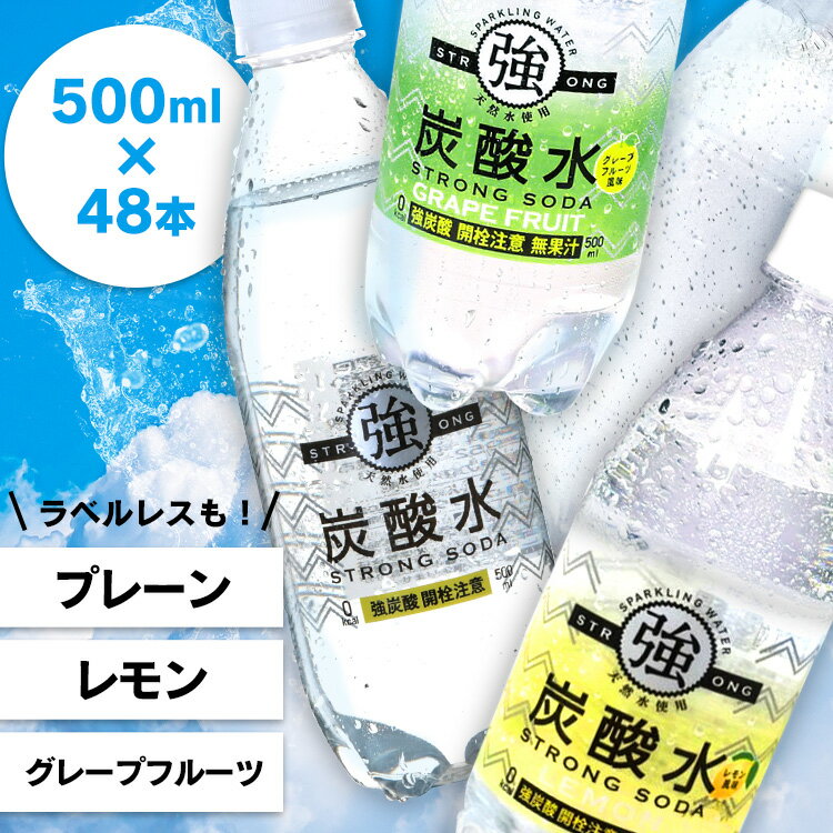 強炭酸水 500ml 48本 炭酸水 炭酸 500ml 48本 炭酸水500ml 500ml炭酸水 友桝飲料 飲料 ドリンク 保存 保管 便利 水分 水分補給 レモン グレープフルーツ【飲料】【代引不可】