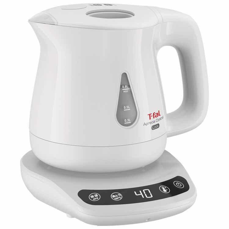 ティファール アプレシア [6/1限定 抽選で最大100％ポイントバック]T-fal 電気ケトル アプレシア ロック コントロール 0.8L ホワイト KO8401JP送料無料 ティファール T-fal やかん 湯沸かし 新生活 キッチン 目盛り付 温度調整 温度設定 お湯漏れロック 転倒防止 ケトル 【D】