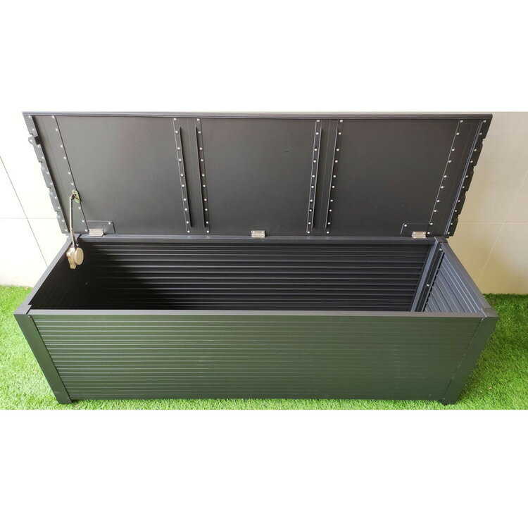 ベンチ 収納付 屋外 ベンチボックス 黒 BB150-BKベンチボックス 収納ボックス アルミ 軽い 収納 スムーズクローザー スツール 軽量 ガーデンニング 組立式 【TD】 【代引不可】[2604SO] 3