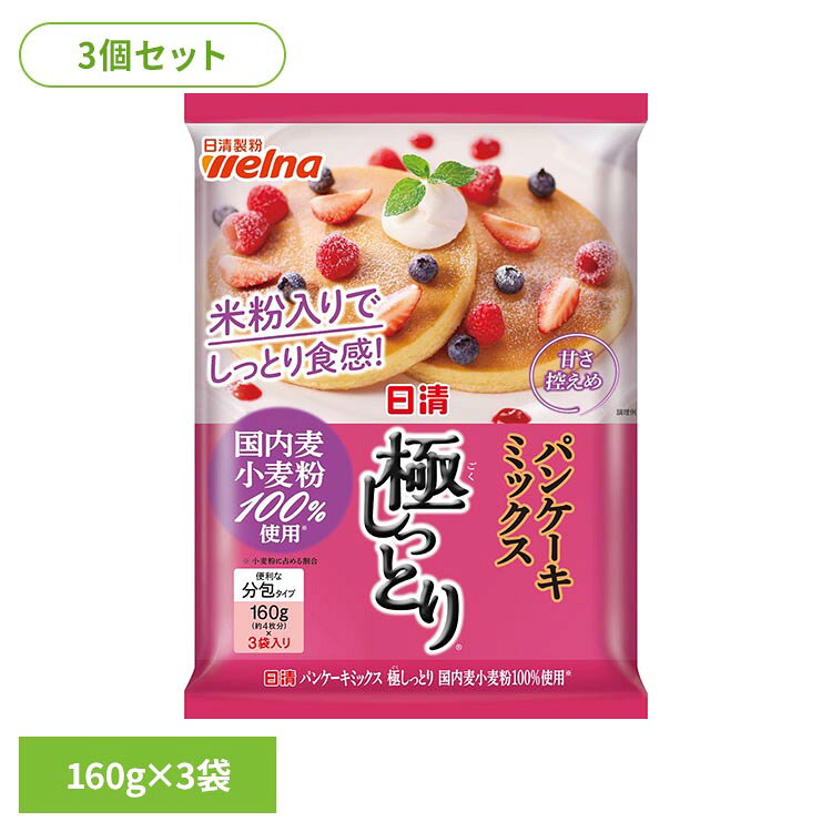 【3個セット】日清 パンケーキミックス 極しっとり（R） 国内麦小麦粉100%使用 480g ホットケーキミックス 日清製粉ウェルナ 日清 しっとり 日清製粉