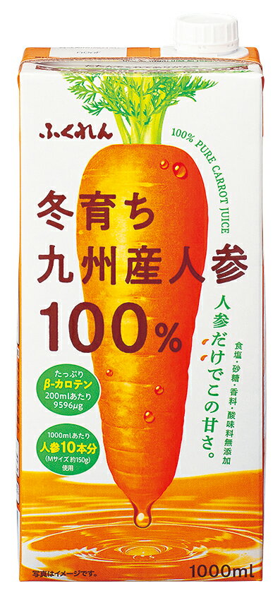 【6個入】冬育ち九州産人参100%ジュース 1000ml 115070にんじん 九州産 ジュース ニンジン 1L 国産 冬人参 紙パック 6本 ふくれん
