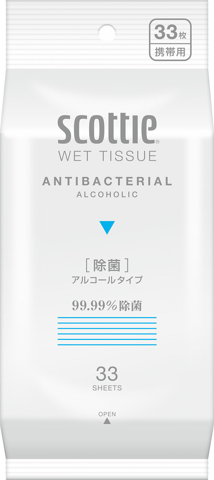 スコッティ ウェットティシュー除菌アルコールタイプ 携帯用 33枚 ウェットティッシュ アルコール 除菌 日本製紙クレシア（株）