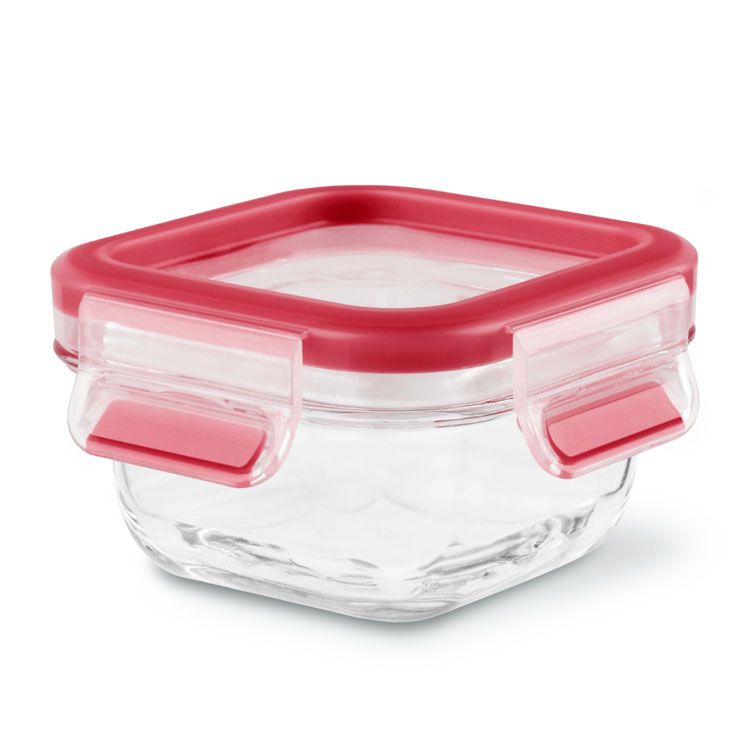 T-fal マスターシールグラス スクエア 180ml クリア/レッド N10413保存容器 密閉容器 スクエア マスターシール 耐熱ガラス ガラス容器 密閉 ガラス 漏れない 持ち運び