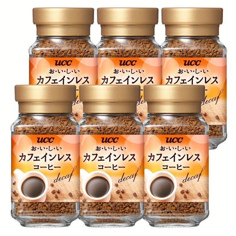 【6個セット】UCC おいしいカフェインレス インスタントコーヒー 瓶45g コク コーヒー インスタントコーヒー フリーズドライ インスタント カフェ カフェインレス デカフェ 経済的 UCC【D】