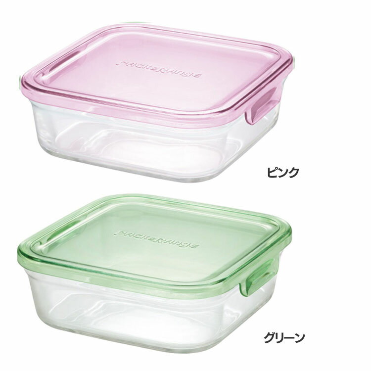 [最大400円OFFクーポン] パック＆レンジ 角型800ml KC3247N−P保存容器 耐熱ガラス イワキ 耐熱 ガラス 保存 容器 いわき ふた レンジ iwaki ピンク グリーンのサムネイル