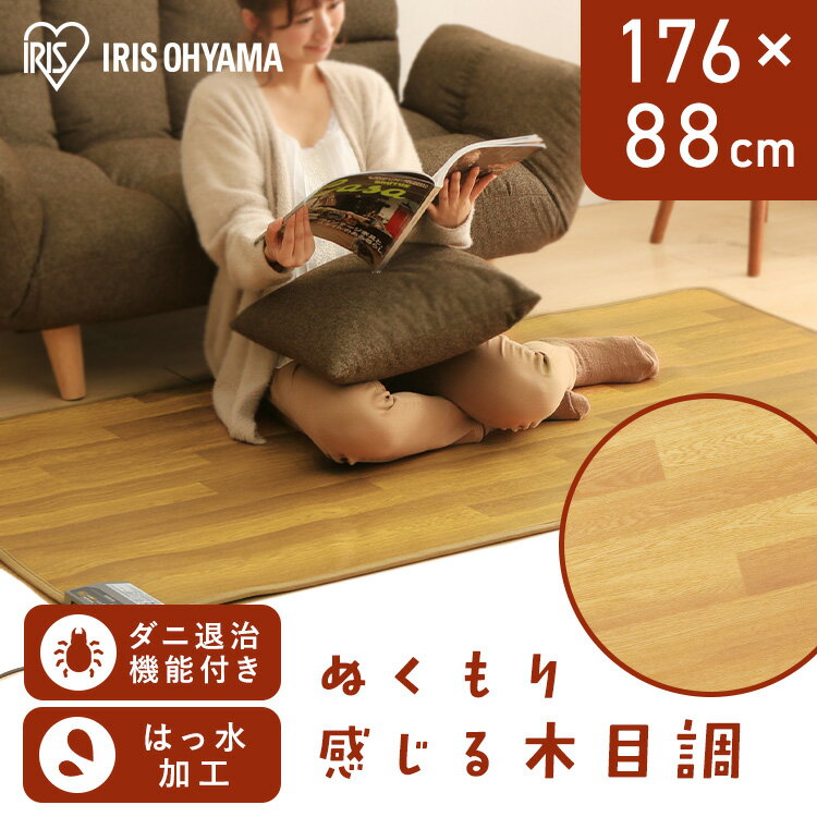 ≪500円OFFクーポン★13日17時〜17日10時≫ ホットカーペット 1畳 本体 176×88 長方形 フローリング調 電..