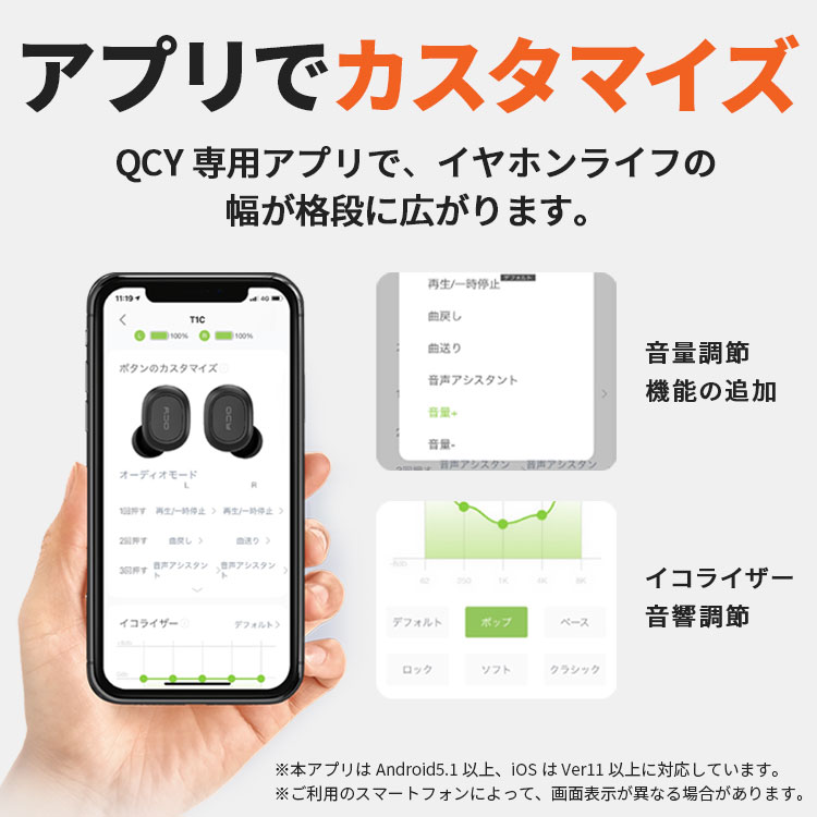 QCYフルワイヤレスイヤホン 進化し続けるQC...の紹介画像3