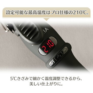 ヘアアイロン カール サロニア SALONIA カールアイロン コテ 32mm 海外対応 MAX210℃ 32 マイナスイオン 耐熱ポーチ付き セラミック ヘアアレンジ コンパクト おしゃれ ホワイト ブラック 携帯 SL-008SW32 SL-008AB32 送料無料【D】【B】