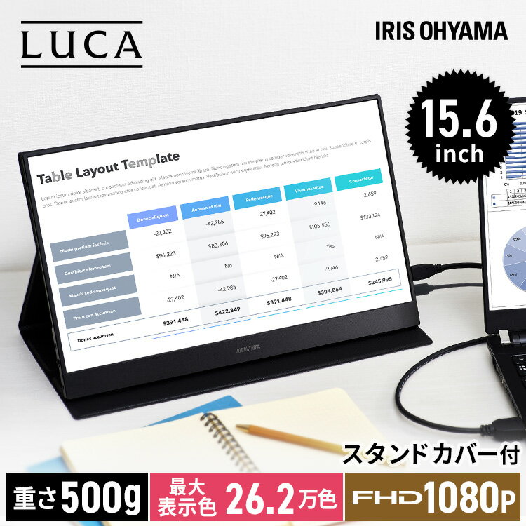 モバイルモニター 15.6 薄型 軽量モバイルディスプレイ ケース付き ポータブルモニター デュアルモニター 送料無料 モニター ポータブル 軽い ノングレア 液晶 ノングレア液晶 薄い 持ち運び ゲーム 動画 アイリスオーヤマ ILD-A16262K