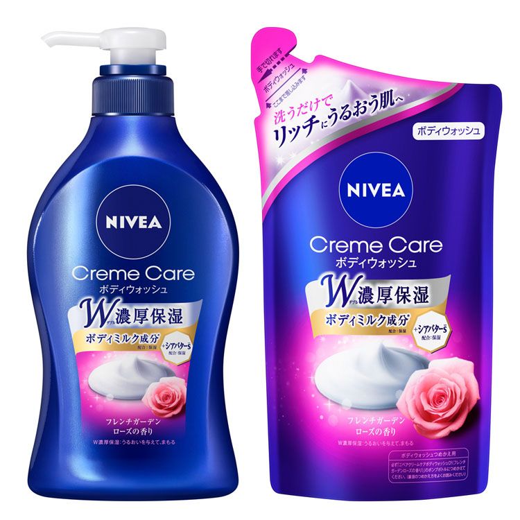 ニベア NIVEA ボディウォッシュ ボディソープ フレンチガーデンローズ 本体＋詰替えセット KAO ボディソープ ニベア ボディケア クリームケア NIVEA 本体+つめかえ用 バラ W保湿 花王 