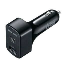 USB Power Delivery対応カーチャージャー（2ポート・57W） BK CAR-CHR77PD送料無料 カーチャージャー USB 車 スマホ充電 タブレット充電 普通車 大型車 サンワサプライ 【TD】 【代引不可】