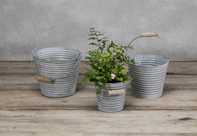 S6523　 カントリーバスケット　M　フォレスト　ブリキ/プランター