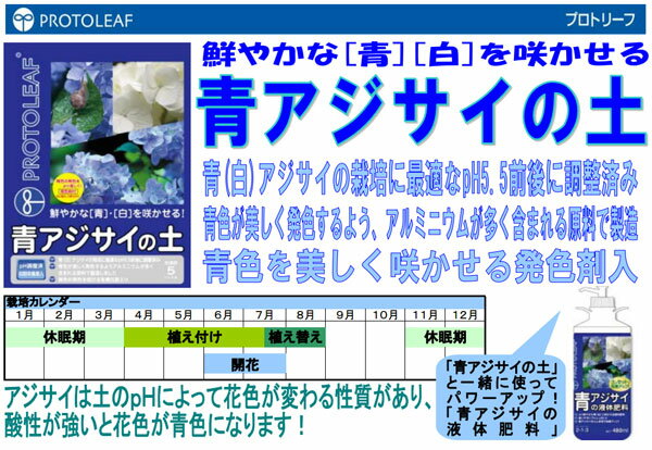 青アジサイの土5リットル入りと青花専用アジサイ肥料400gのセット