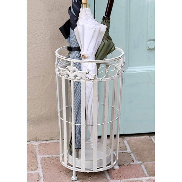 傘立て：ブランティーク：ホワイトアイアン傘ホルダー（SPL-6642WHT）