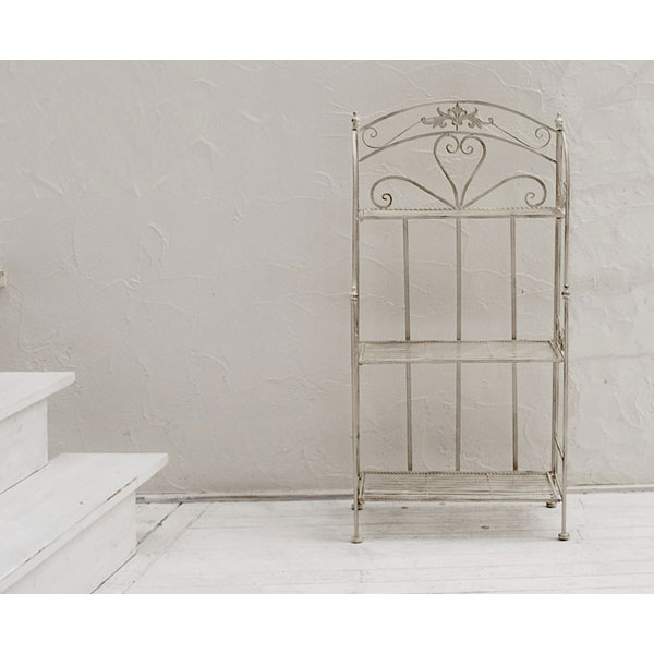 [送料無料]ブランティーク：ホワイトアイアンラック 3段