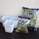 ハーブ用 クエンチローポット:4号ホワイト3個と土と肥料のセット
