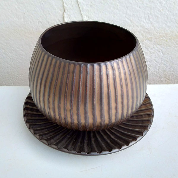 ラピスボウル：ブロンズ（直径10.5cm）・皿付