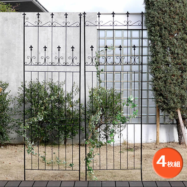 [送料無料]オールドシャトーフェンス220 ハイタイプ （ブラック）4枚組 （幅286cm分、高さ220cm）