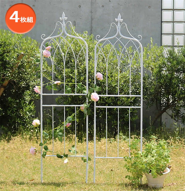 [送料無料]アイアンフェンス：148ロータイプ・ドレープ4枚組／ホワイト（幅40cm、高さ148cm）