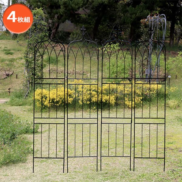 [送料無料]アイアンフェンス：200ハイタイプ・ドレープ4枚組／ブラック（幅40cm、高さ200cm）（IF-DR029-4P-BLK）