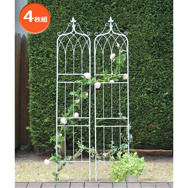 [送料無料]アイアンフェンス：200ハイタイプ・ドレープ4枚組／ホワイト（幅40cm、高さ200cm）（IF-DR029-4P-WHT）