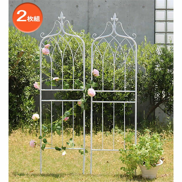 [送料無料]アイアンフェンス：148ロータイプ・ドレープ2枚組／ホワイト（幅40cm、高さ148cm）