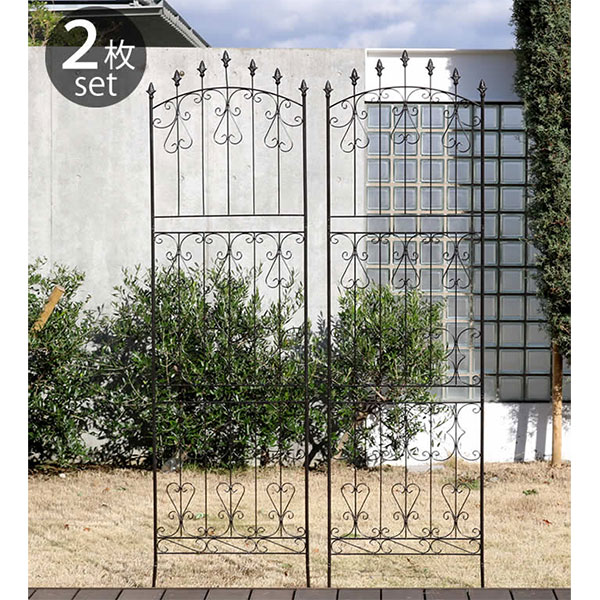 [送料無料]アイアンローズフェンス220 ハイタイプ ダークブラウン2枚組(RS013H-2P-DBR)
