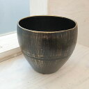 (わけあり特価)メタル鉢カバー:チモ ブラック小(直径15cm)