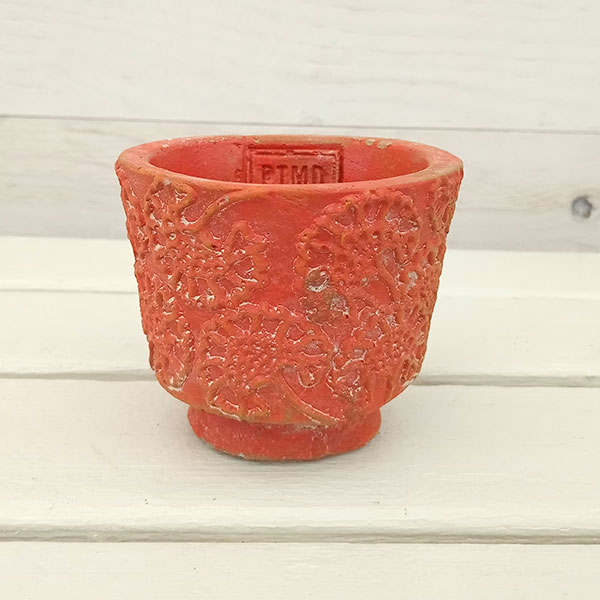 （わけあり特価）セメントパターンポット：ファーラーオレンジXSサイズ鉢（外寸約9cm）