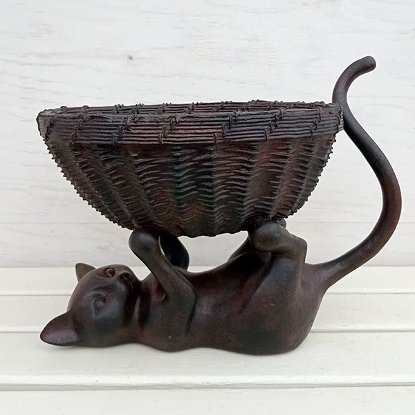 （わけあり特価）バスケット（ねこ）(11119)（高さ25.5cm）