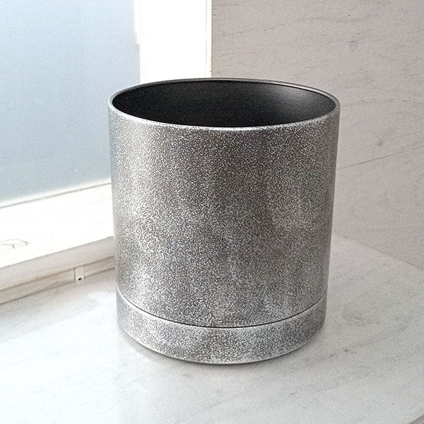 （わけあり特価）MC円柱メタルエコポット（直径17cm）・皿付き 3200029SLB