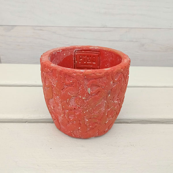 （わけあり特価）セメントフラミンゴポット：ミルザオレンジ XSサイズ鉢（外寸約9cm）