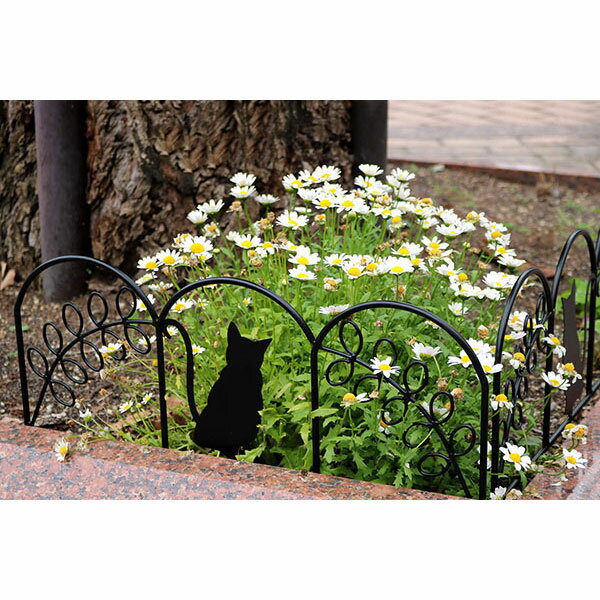 [送料無料]アイアンフェンス ミニ（猫） 20枚組ブラック（1枚の幅50cm、高さ30cm）（NK7238-20P-BLK）