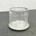 DGガラスナローポット&ソーサー:クリアー(直径10cm)(底穴あり・アルミ製受け皿付)