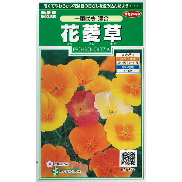 ハナビシソウ（花菱草）：一重咲き混合の種 2袋セット[花タネ]