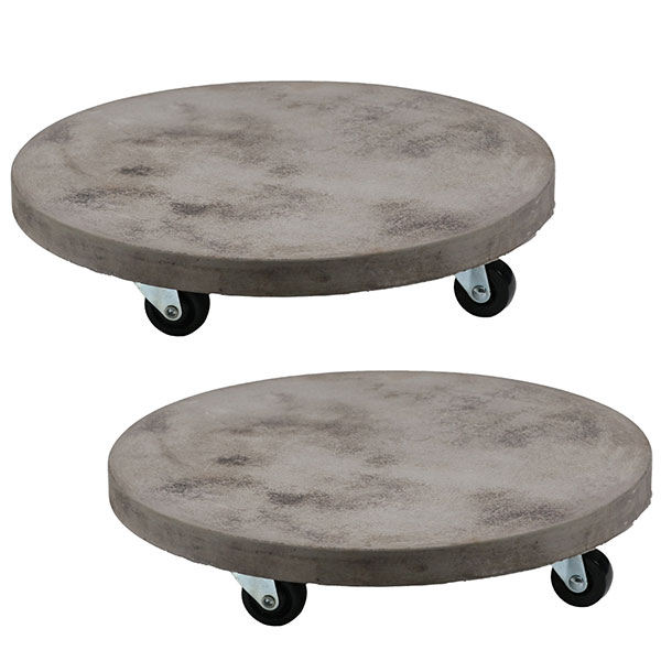 [送料無料]セメント製キャスター付きプランターキャリー36cm 2台組 グレー（TR360-2P-GRY）