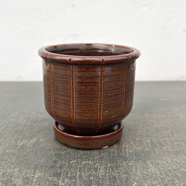 Rakuten - エンシェント ポット アンド ソーサー Sサイズ ブラウン（直径10cm、高さ19.2cm）
