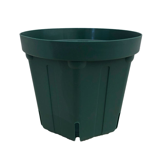植物の根が健全に育つスリット鉢 プラ鉢とんでもないポット：5号CSM-150S（モスグリーン）10個セットプロの果樹・樹木の栽培農家で愛用されている、多年栽培用ポットです。シンプルでありながら特殊な構造によりこれまでにないほど長い年数の栽培に耐えることが実証されています。ご家庭での花木や果樹の栽培にもおすすめです。価格もお手ごろです。鉢底裏の特殊構造により、根の旋回現象（サークリング）を防止し、鉢内のみで健全な根形を形成します。また、用土内の水分を均一化し中心部に多くの根を育成し、コーナーと側面の段差により、根を下方へ誘導します。弾力性のある軟質ポリ素材なので、樹皮の損傷を防止します。色：モスグリーン形状：8角形サイズ：外径15.0cm、底径11cm、高さ12.5cm土容量：約1.4リットルとんでもないポット：5号CSM-150S（モスグリーン）10個セットの栽培ガイド鉢のお届け状態と取り外し方