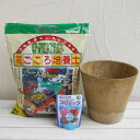 草花の苗/草花用 アートストーン ラウンド ベージュM(直径21.5cm)と土と肥料のセット