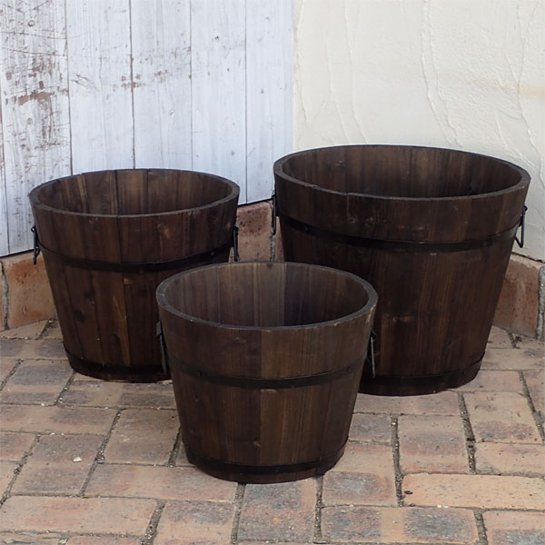 焼杉プランター：深丸 大中小 3個セット