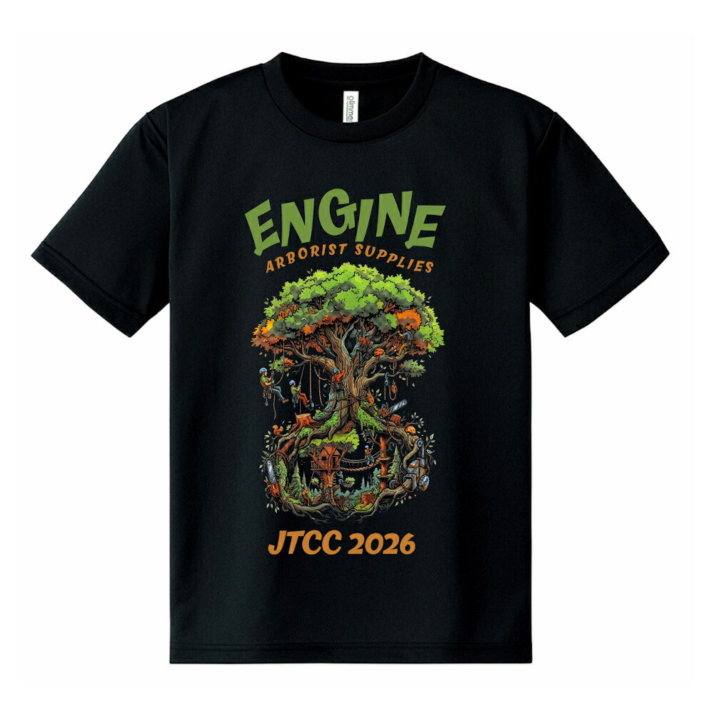 ENGINE ARBORIST SUPPLIES LIMITED　4.4オンス　ドライTシャツ　ブラック（005）　JTCC 2026限定　フロントプリント　ハーフスリーブ　Tシャツ（楽天・ENGINE ARBORIST SUPPLIES）