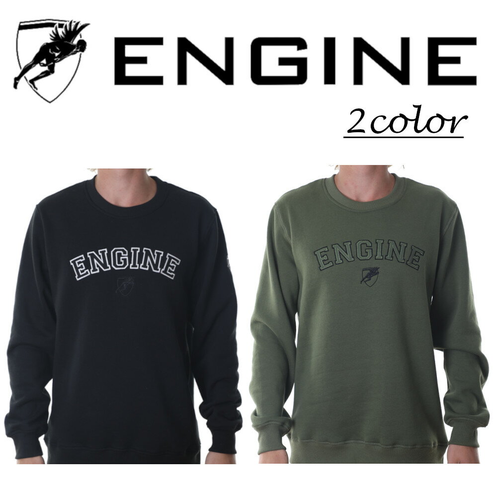 【輸入品】 ENGINE Crew Neck Jumper トレーナー 男女兼用 全年齢対象 クルーネック フリース 大きめ Black Army 送料無料