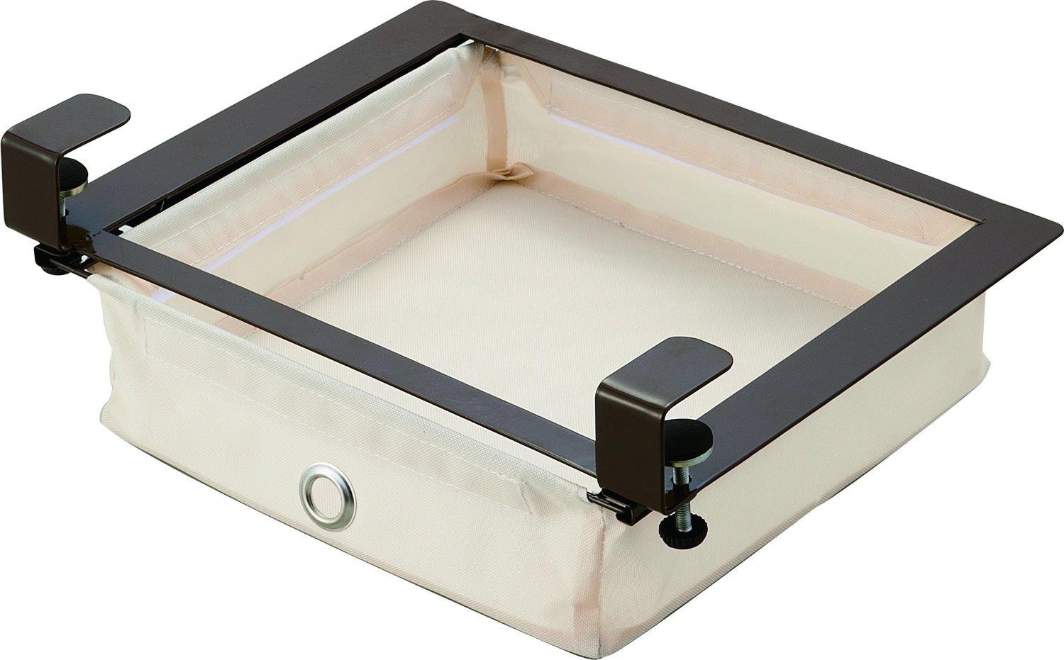 アイメディア(Aimedia) 机下 収納ボックス デスク下 取り付け テーブル 後付け引き出し スペース活用 取り付けできる すき間を活用! スライドBOX 合金鋼 ベージュ