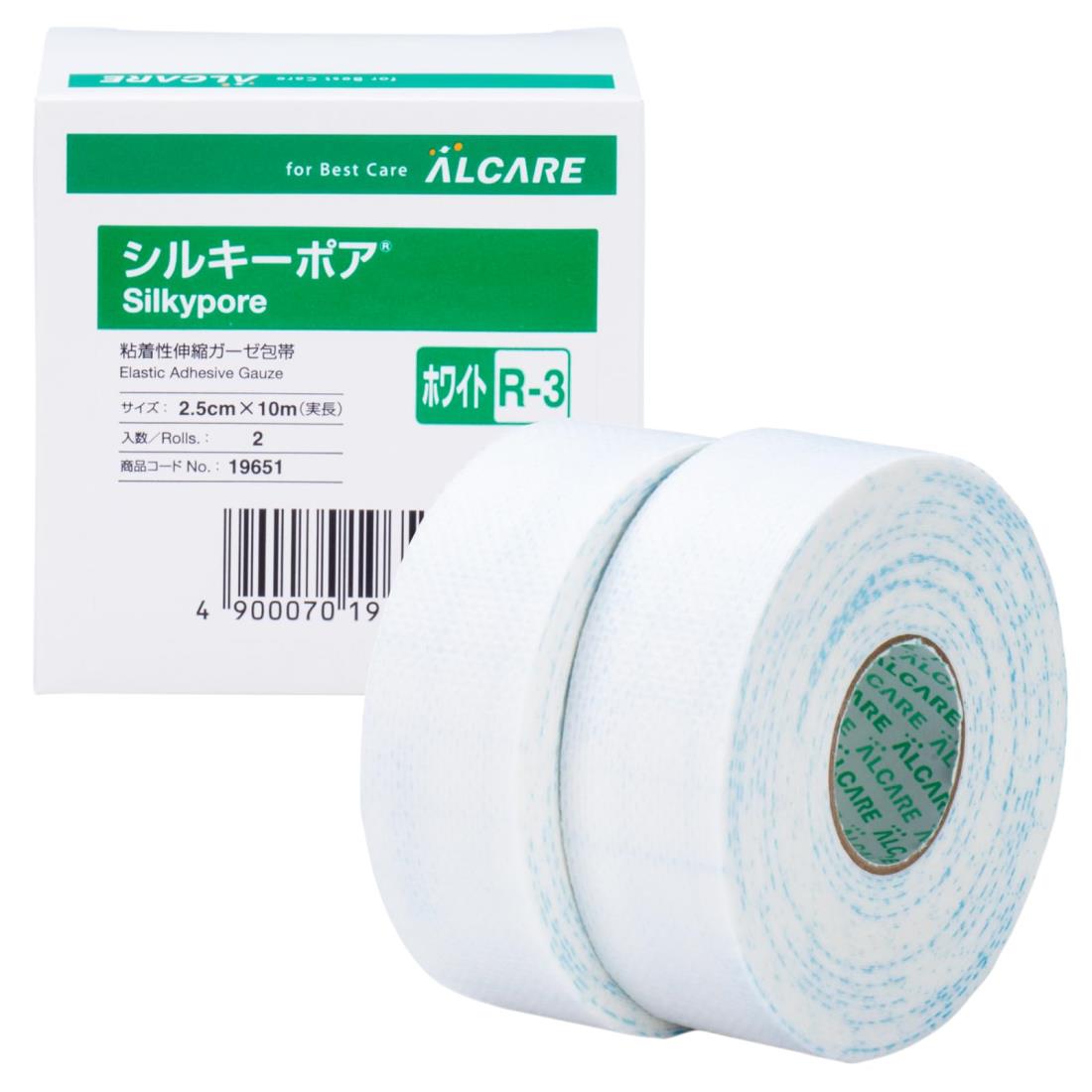 アルケア シルキーポア 粘着性伸縮ガーゼ包帯 19651 ホワイト R-3号 2巻